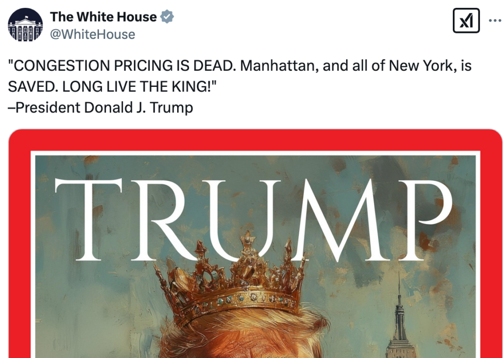 White House makes it official - Trump crowns himself King.