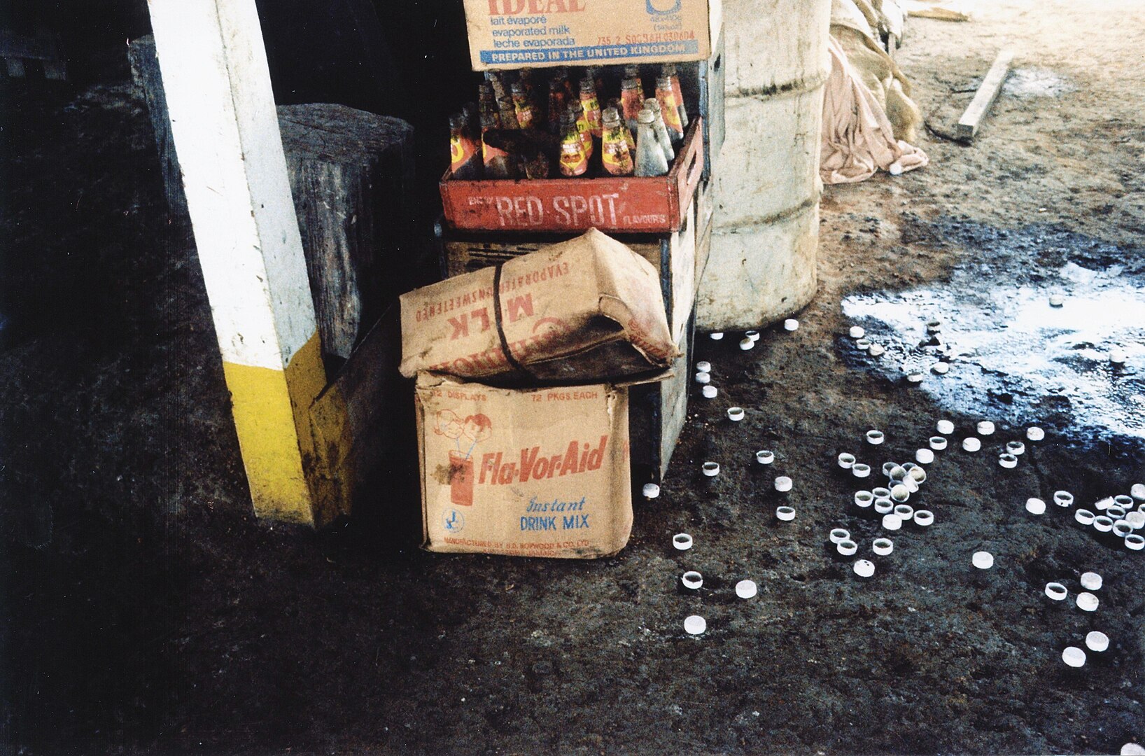 A box of Flavor Aid found amongst other beverages at Jonestown - Federal Bureau of Investigation, released under the Freedom of Information Acts.