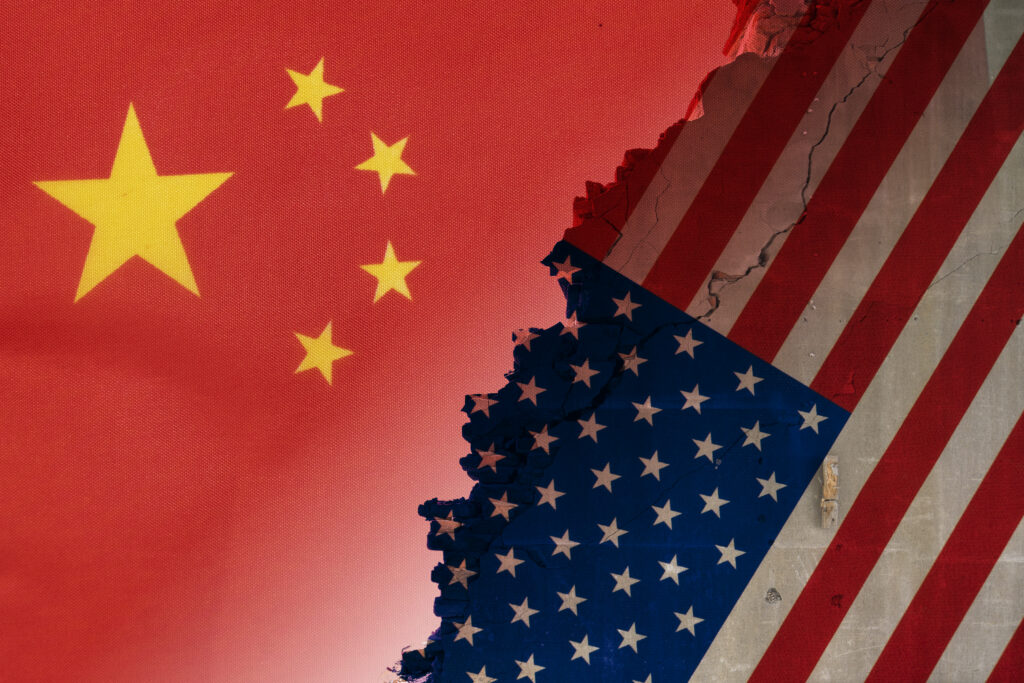 Chinese and U.S. flags merged
