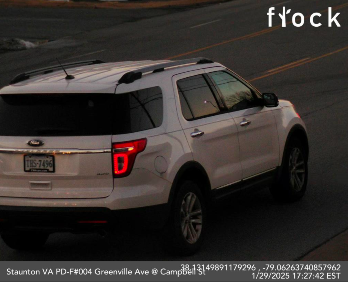 Footage of Cardinal News editor's vehicle as taken by Staunton Police's Flock Safety LPR camera on Jan. 29, 2025