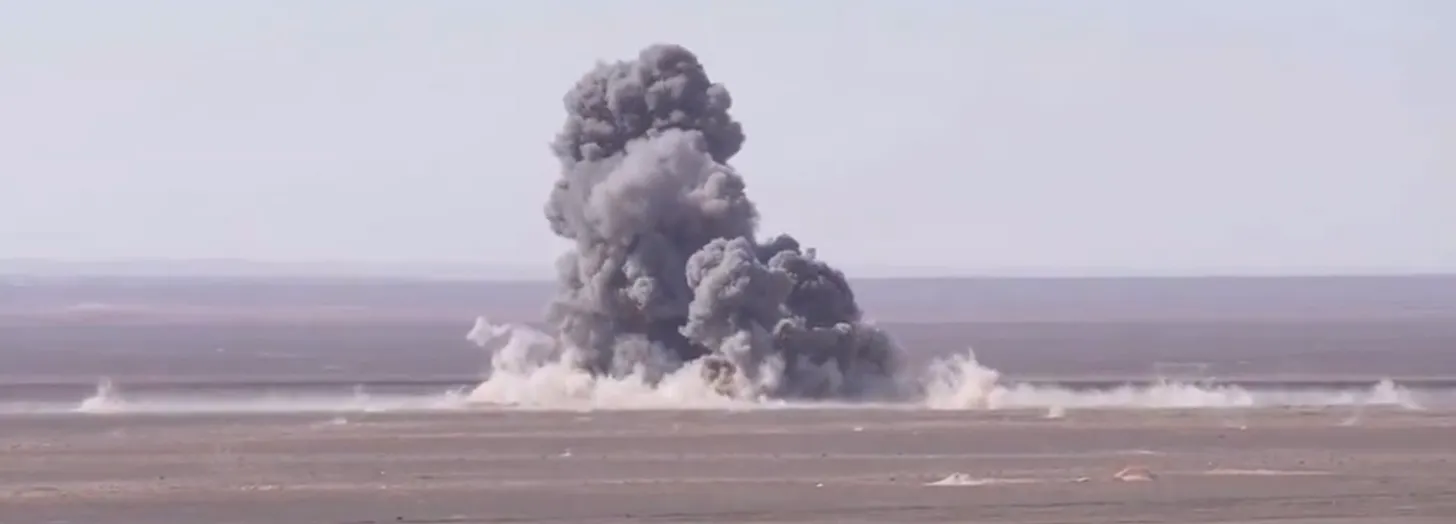 Live explosives dropped by U.S. strategic bombers in Iraq on Feb. 28