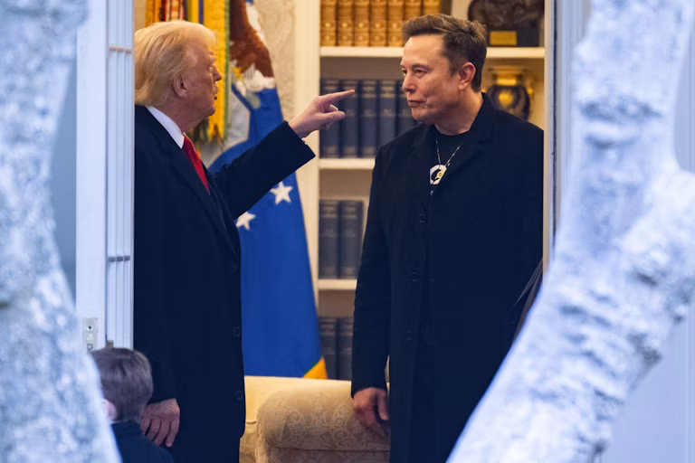 Trump pointing finger at Musk