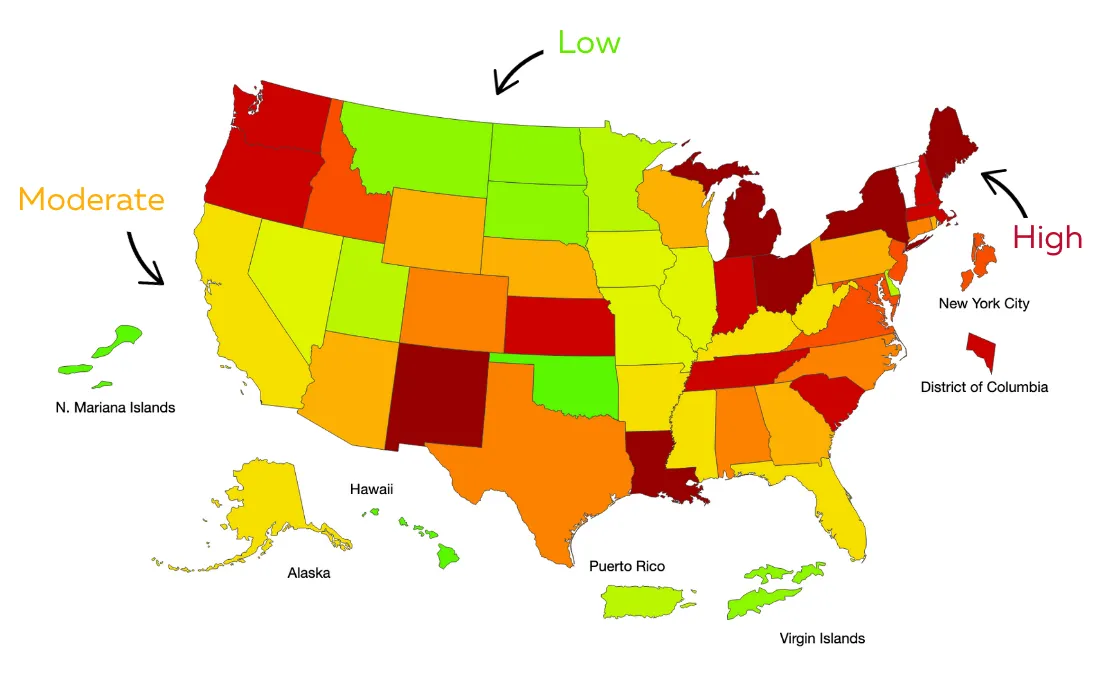 U.S. influenza-like illness levels