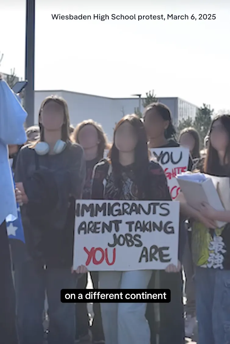US students demonstrating in Germany
