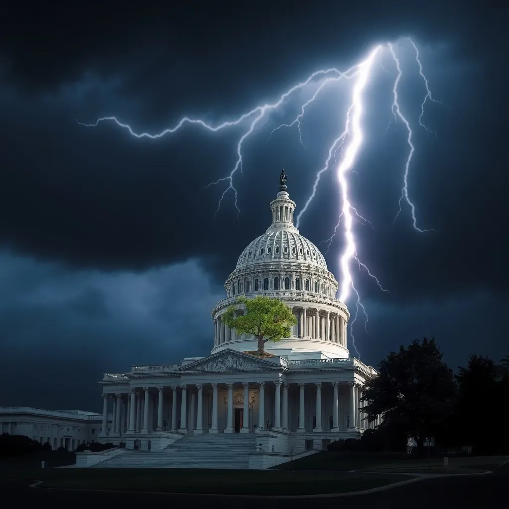 lightning striking Capitol Building