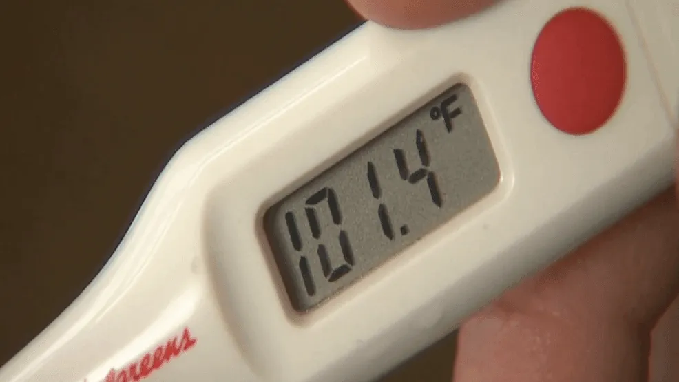 oral thermometer reading 101.4F