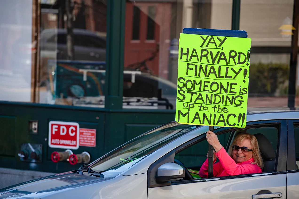A scene from a Harvard Square rally last week
