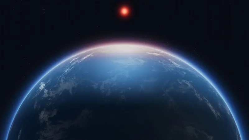 Artwork of K2-18b, a faraway world that may be home to life
