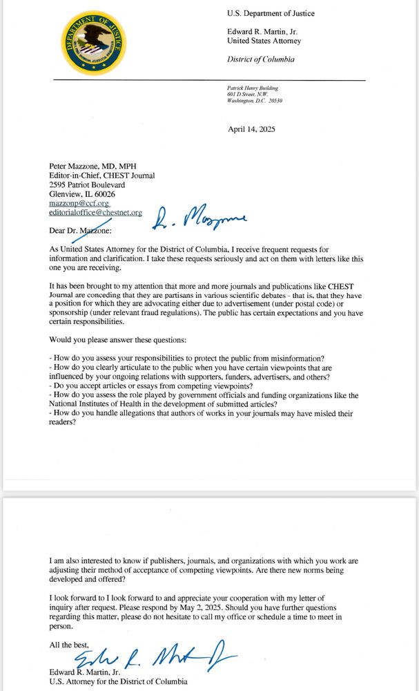 Edward Martin inquiry to CHEST