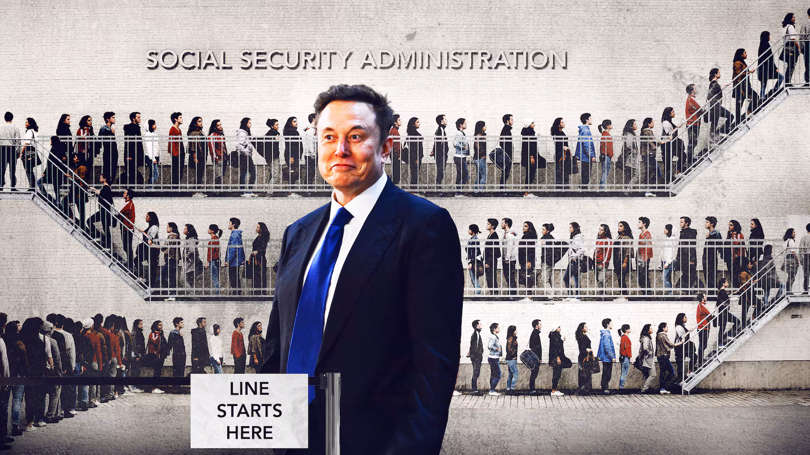 Musk superimposed over Social Security lines