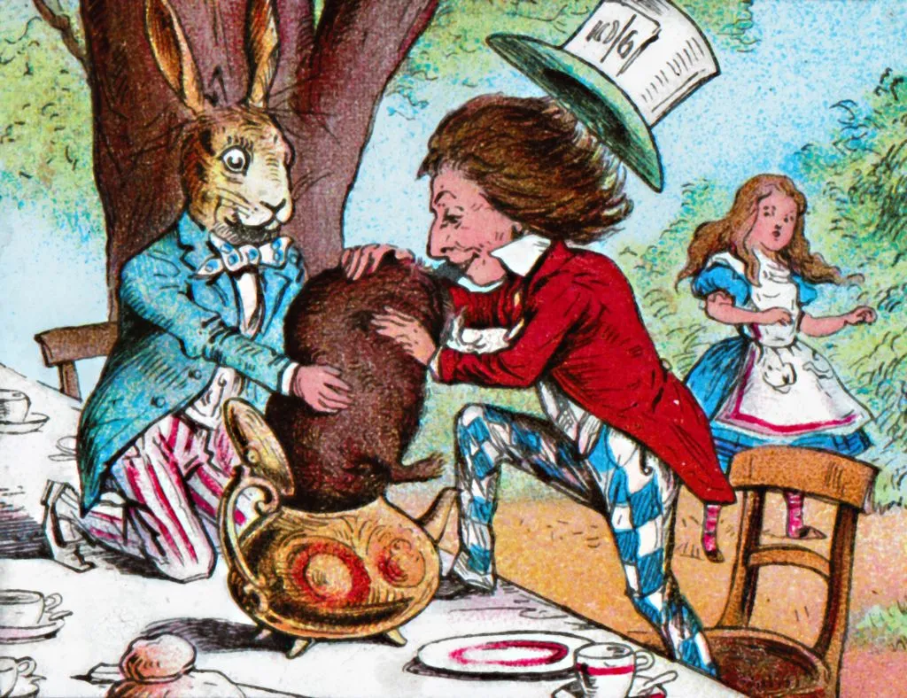 ''The Mad Hatter and the March Hare trying to put the Dormouse into a teapot,'' by artist John Tenniel, based on Lewis Carroll’s ''Alice in Wonderland.''