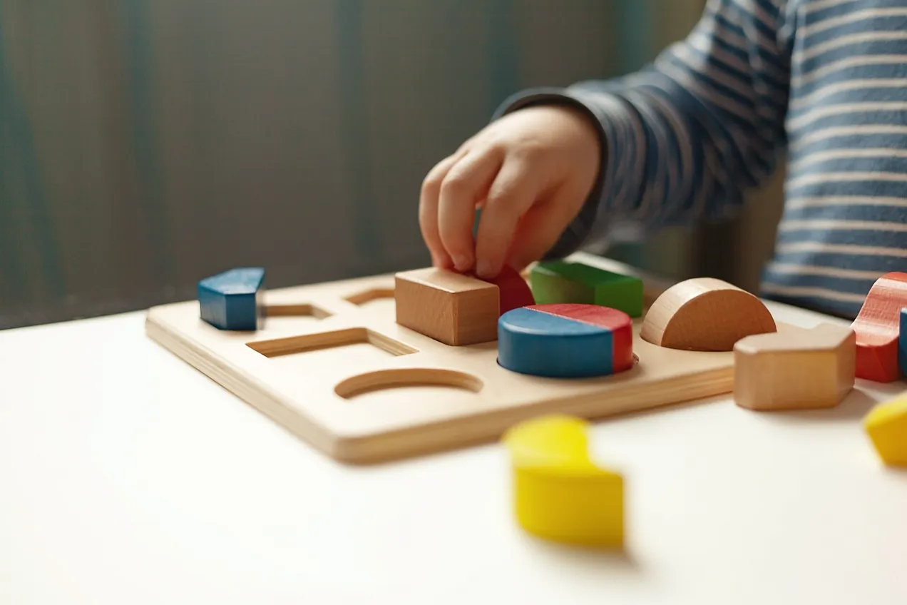 child working with shapes