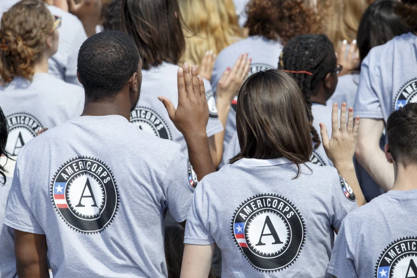 hundreds of new volunteers are sworn in for duty at a ceremony, Friday, Sept. 12, 2014, on the South Lawn of the White House