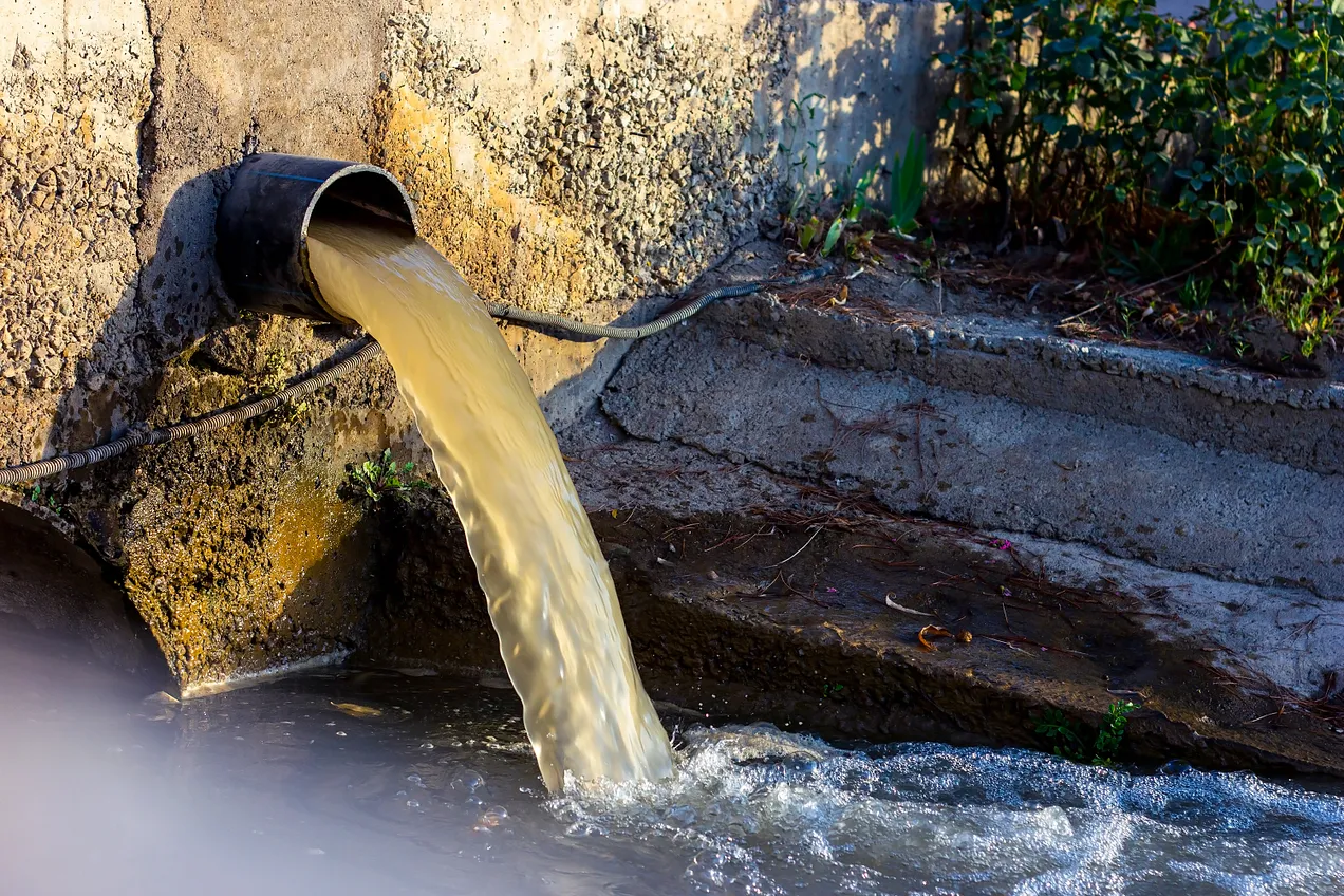 raw sewage flowing