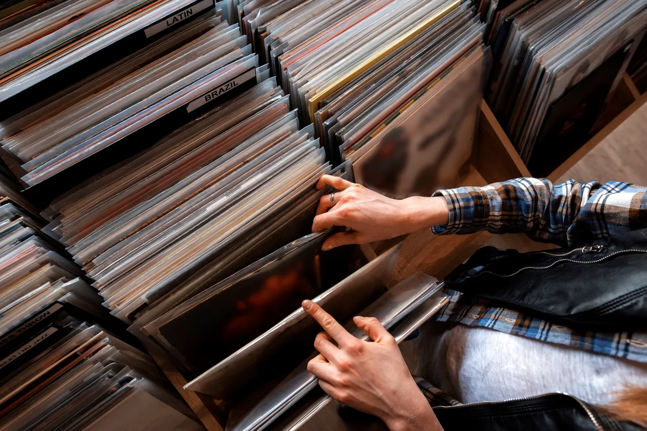 vinyl record bin