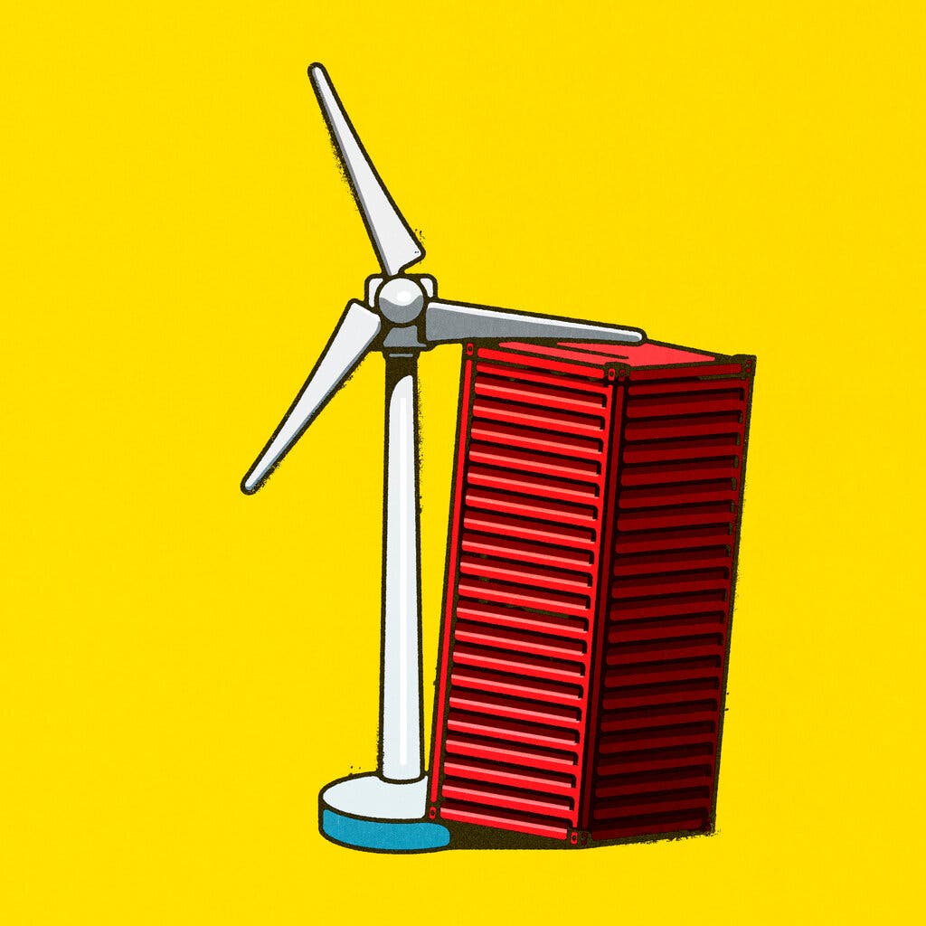 windmill blocked by container