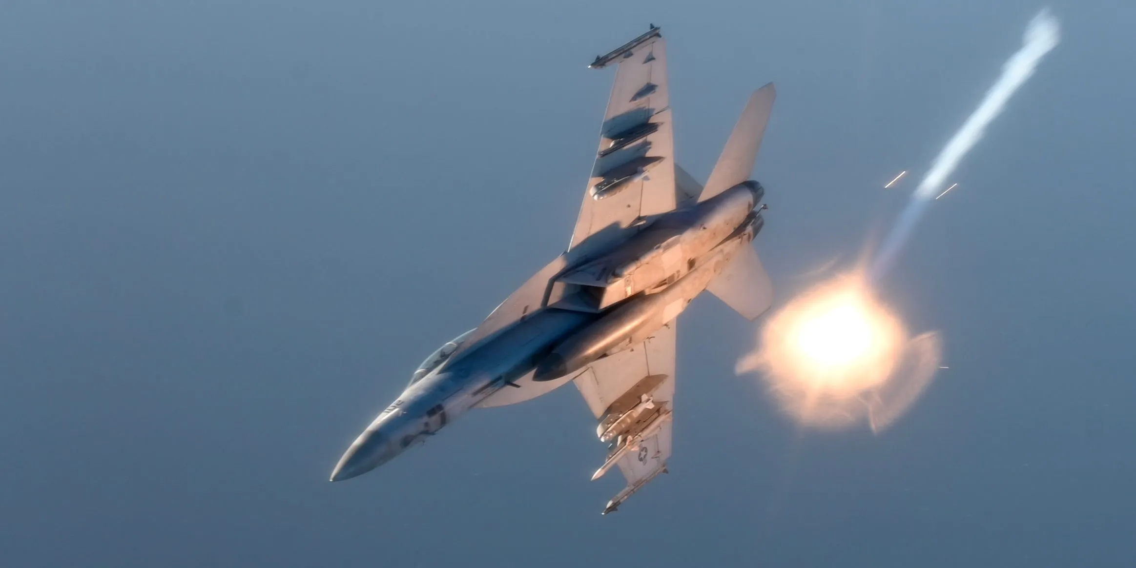 A U.S. Navy F/A-18 Super Hornet flies over the Red Sea during routine operations on Jan. 5, 2025