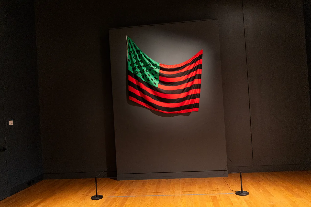 Artist David Hammon’s African American Flag. President Trump has said he will be reviewing Smithsonian exhibitions for bias against American values