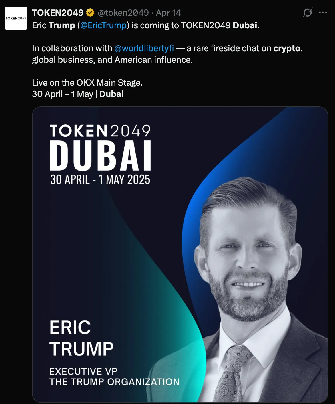 Eric Trump Dubai Token2049