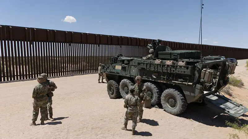 Military at border wall