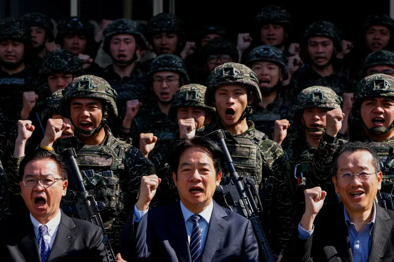 Taiwan’s President William Lai visiting an airbase in Taipei, March 2025