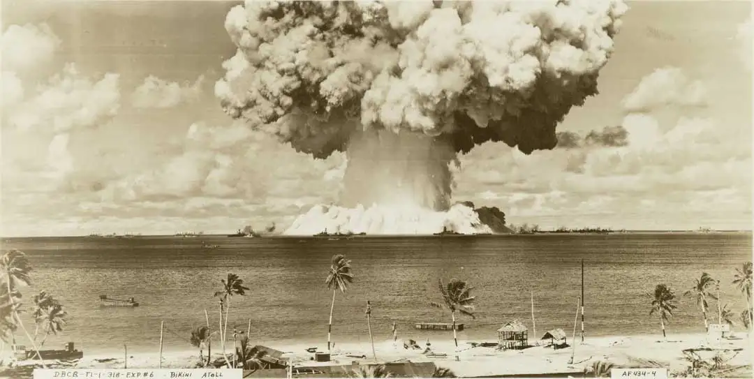 Atomic Bomb Test during Operation Crossroads, by Army-Navy Task Force One (1946), Public Domain