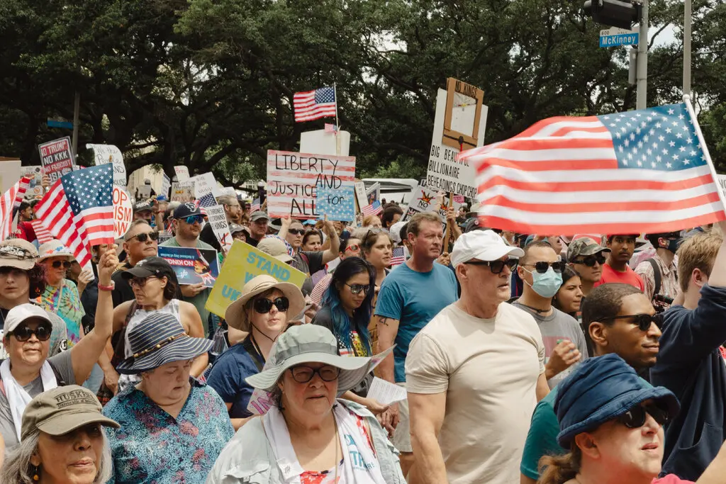Protesters at the No Kings march in Houston on Saturday. According to some estimates, No Kings was the largest day of protest America has ever seen.Credit...Ariana Gomez for The New York Times