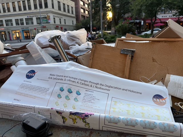 NASA materials in a dumpster at West 112th Street. Photo credit Lisa Bates.