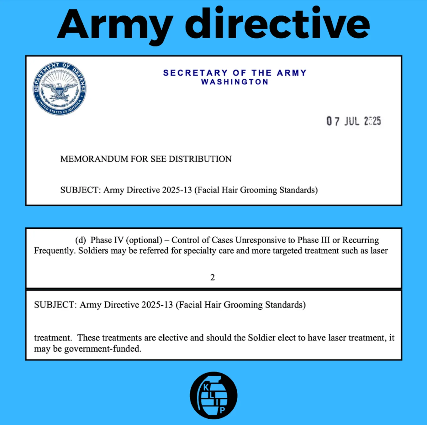 Army directive on facial hair