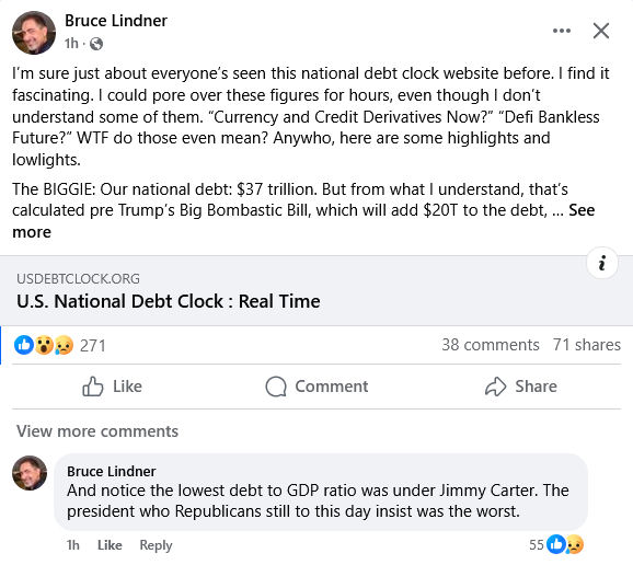 Linder FB on USDebtClock.org