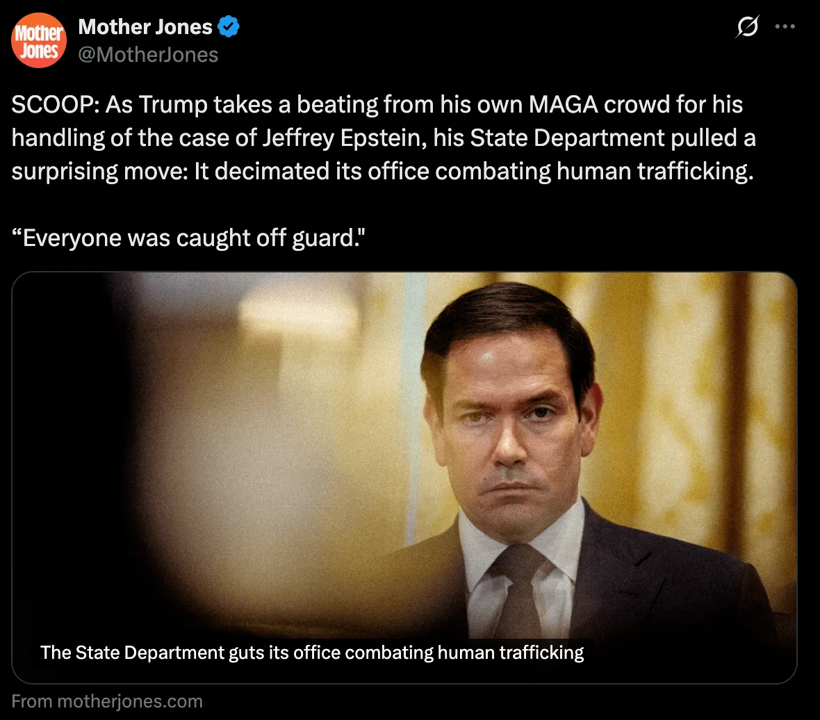 Mother Jones - State Department guts office combatin human trafficking