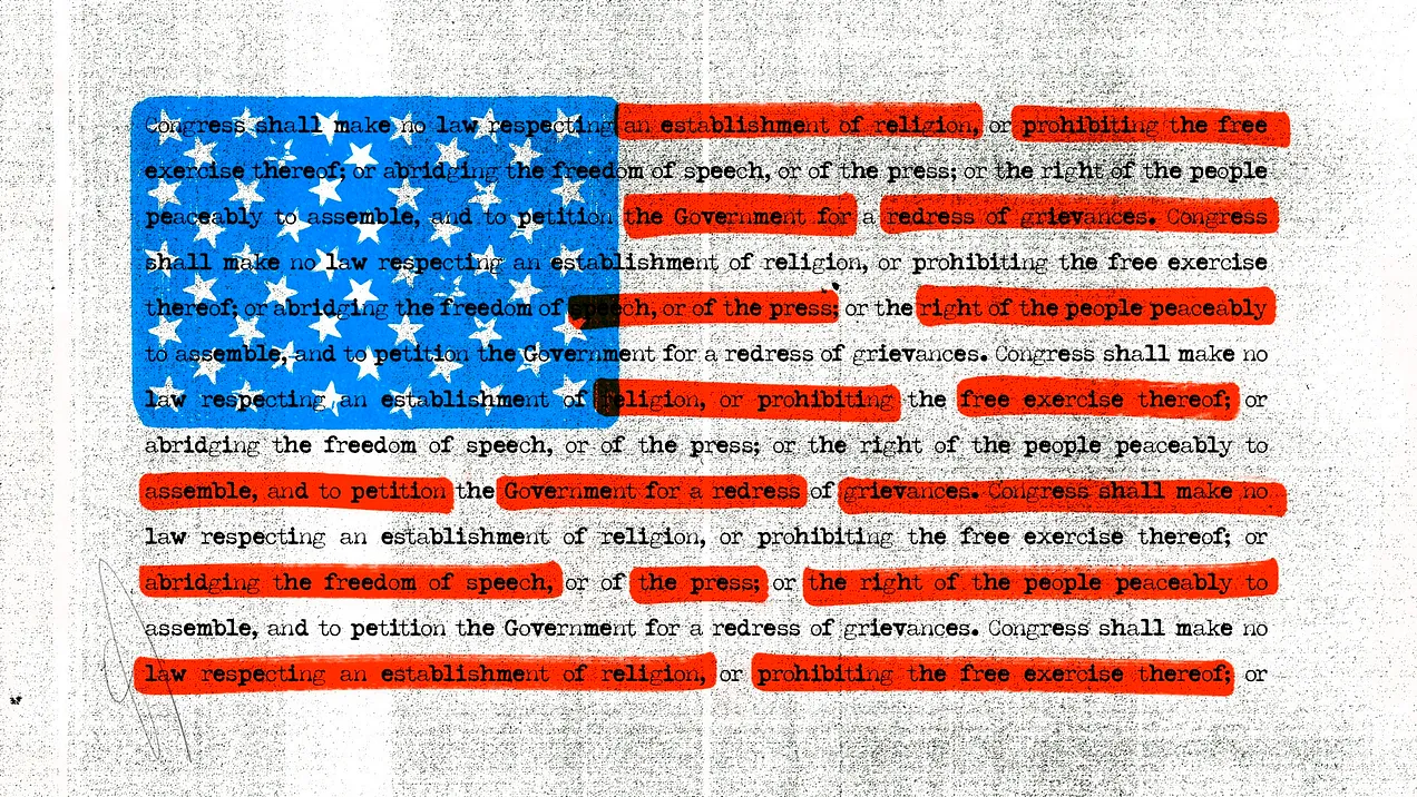 US flag overlaid with Bill of Rights - Credit: Jackie Lay/NPR