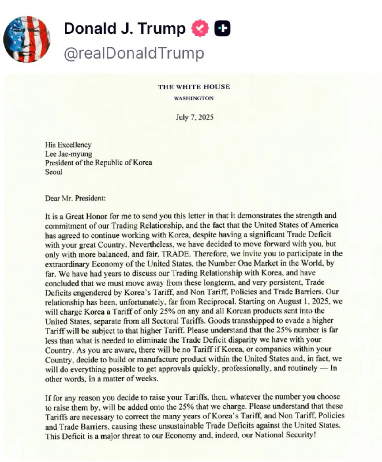 Korea letter