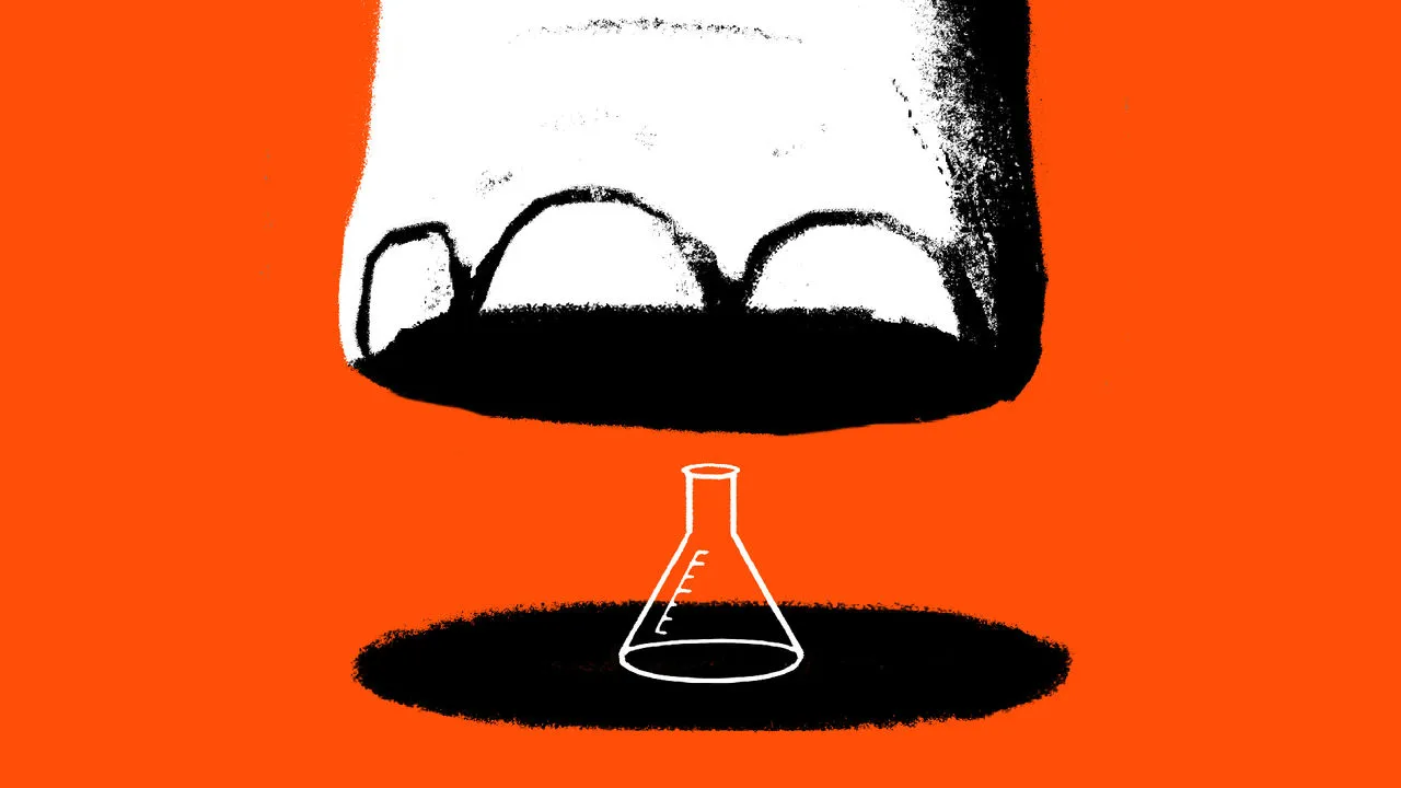 elephant foot about to crush laboratory flask Illustration: Ben Hickey
