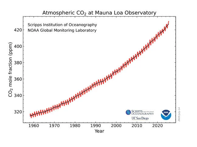 The iconic Keeling Curve – the irrefutable bearer of hard-to-swallow facts for those who claim that carbon dioxide can't be exacerbating global warming.
