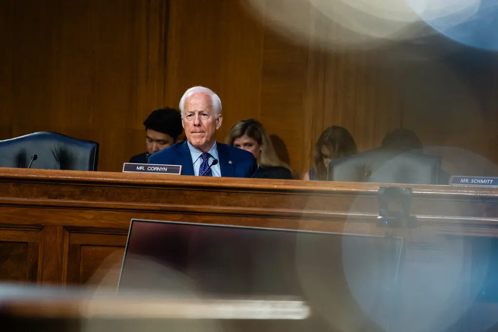 Senator John Cornyn, Republican of Texas, faces a primary challenge from the state’s conservative attorney general, Ken Paxton. Both seek President Trump’s endorsement. Credit...Eric Lee for The New York Times