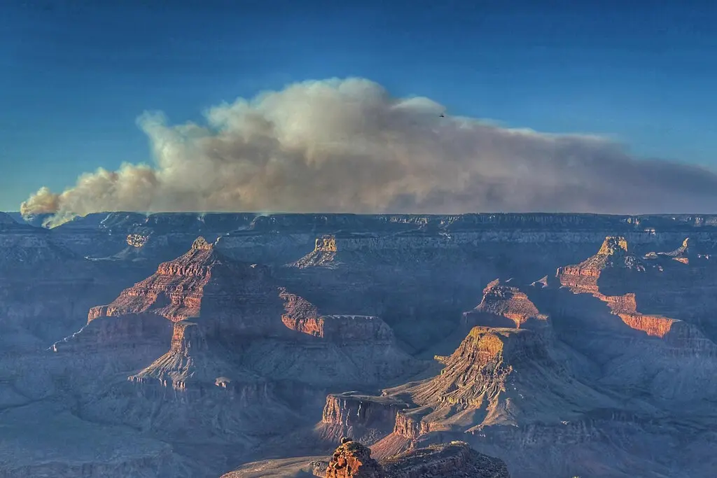 Smoke from the Dragon Bravo fire on the North Rim of the Grand Canyon in Arizona last week.Credit...A. Sage-Morris/Southwest Area Incident Management Team, via Agence France-Presse
