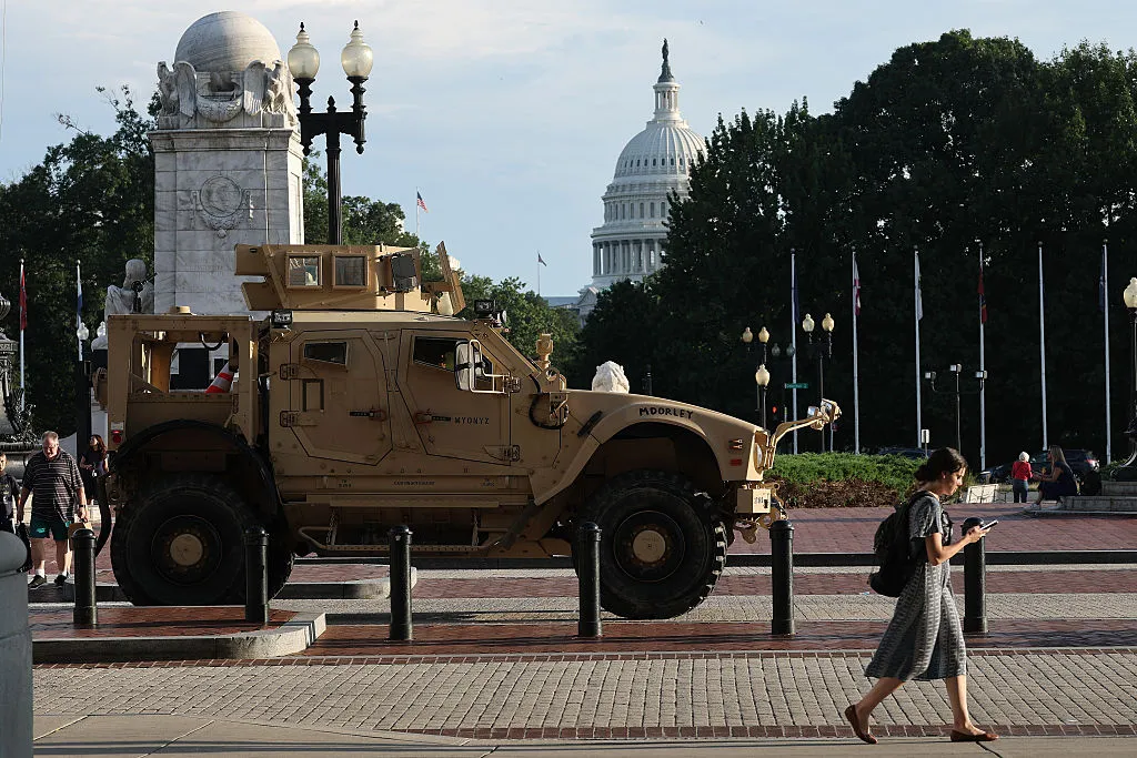The militarization of the streets of our nation’s capital. (Photo by Win McNamee via Getty Images) The militarization of the streets of our nation’s capital. (Photo by Win McNamee via Getty Images)