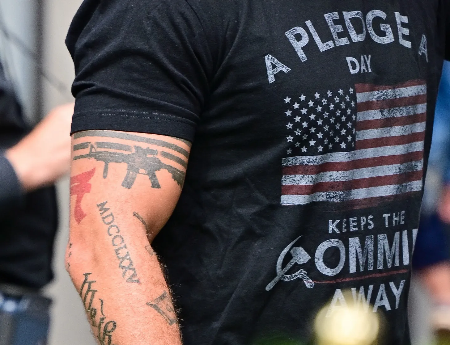 Hegseth’s body art. Underneath the shirt is a Jerusalem Cross, a white supremacy symbol.