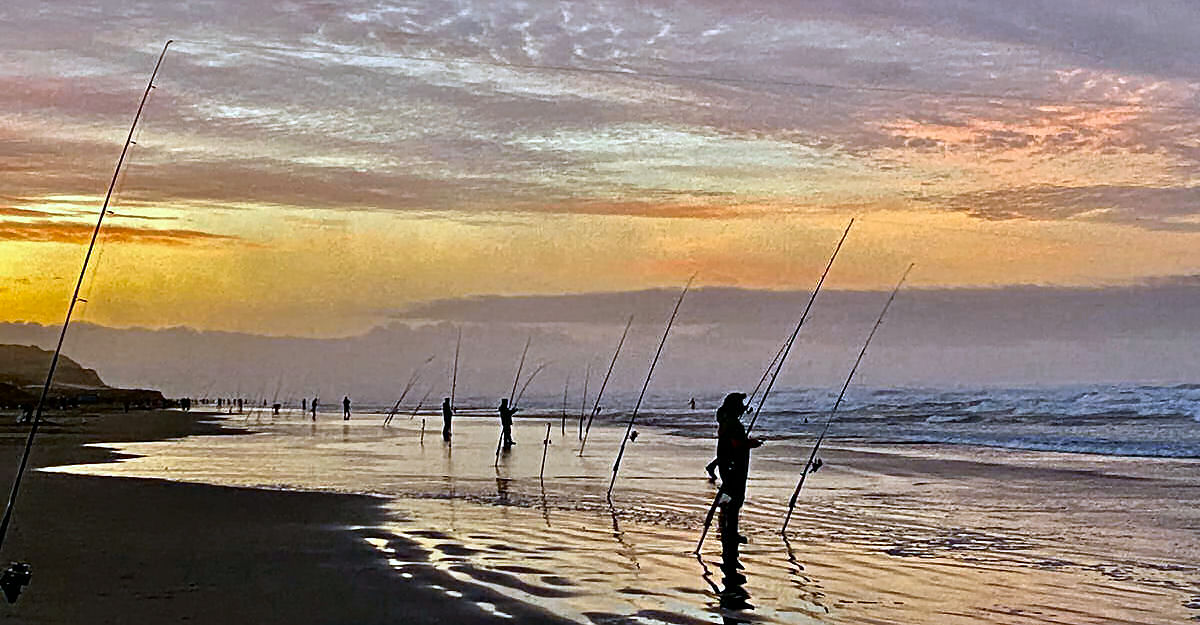 Early on first day of crab season, Nov. 6, 2021, Ocean Beach California. (You don't catch anything if you don't cast a line. If you dont' stay with it. If you don't show up. I don't eat crabs but I do fish for metaphors.)