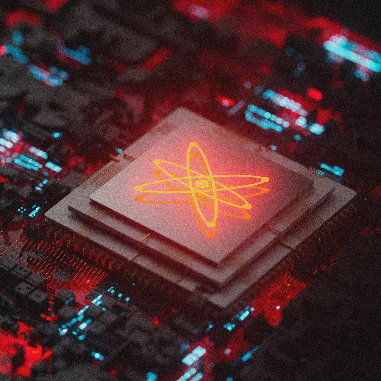 nuclear image overlaid on processor chip