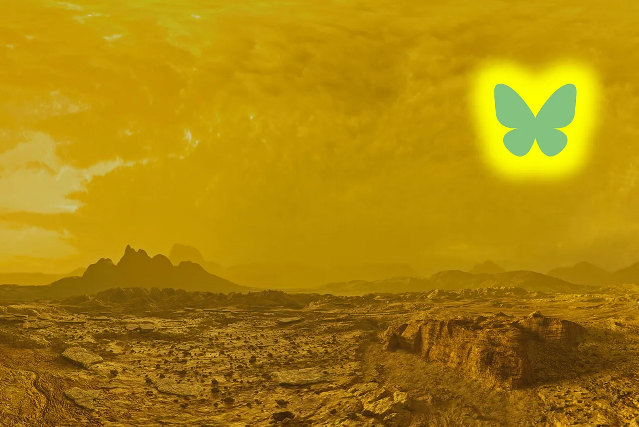 Artist’s depiction of life as seen from Planet Bluesky (adopted from Venus depcition at BBC Sky at Night Magazine)