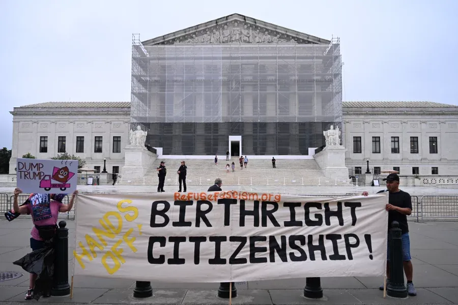 birthright citizenship advocates in front of Supreme Court