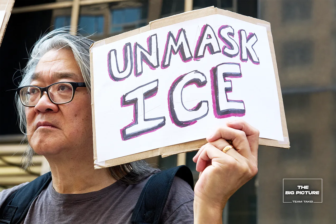 U.S. federal agents working for Immigration and Customs Enforcement (ICE) detain immigrants and asylum seekers reporting for immigration court proceedings. Photo by DOMINIC GWINN/Middle East Images/AFP via Getty Images.