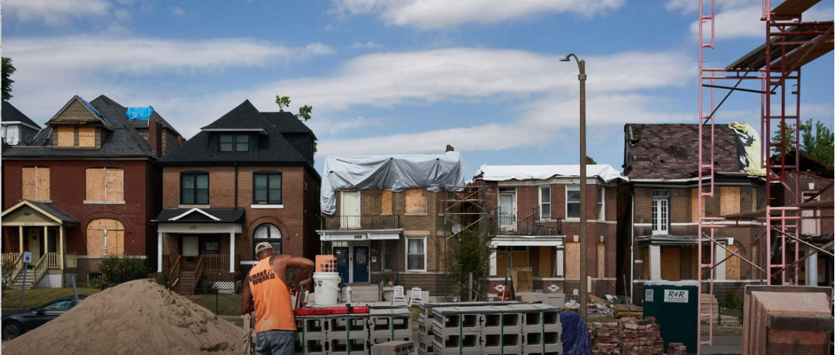 Volunteer Tom Clark worked on repairs this month at homes in St. Louis that were damaged by a tornado in May