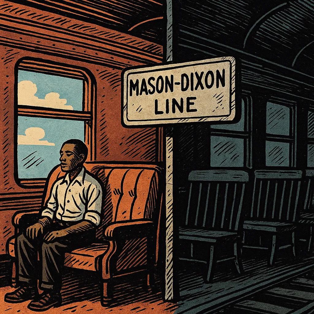 black man on train at Mason-Dixon line