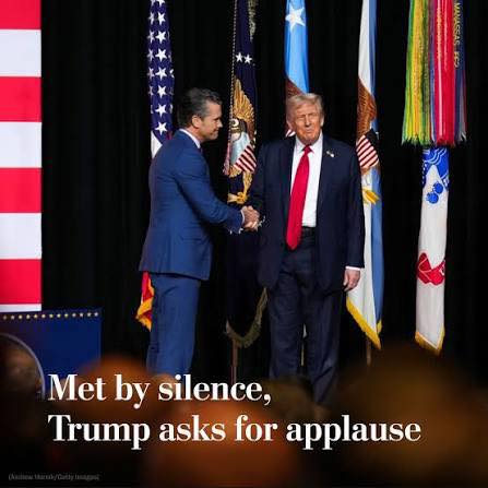 met by silence, Turmp asks for applause