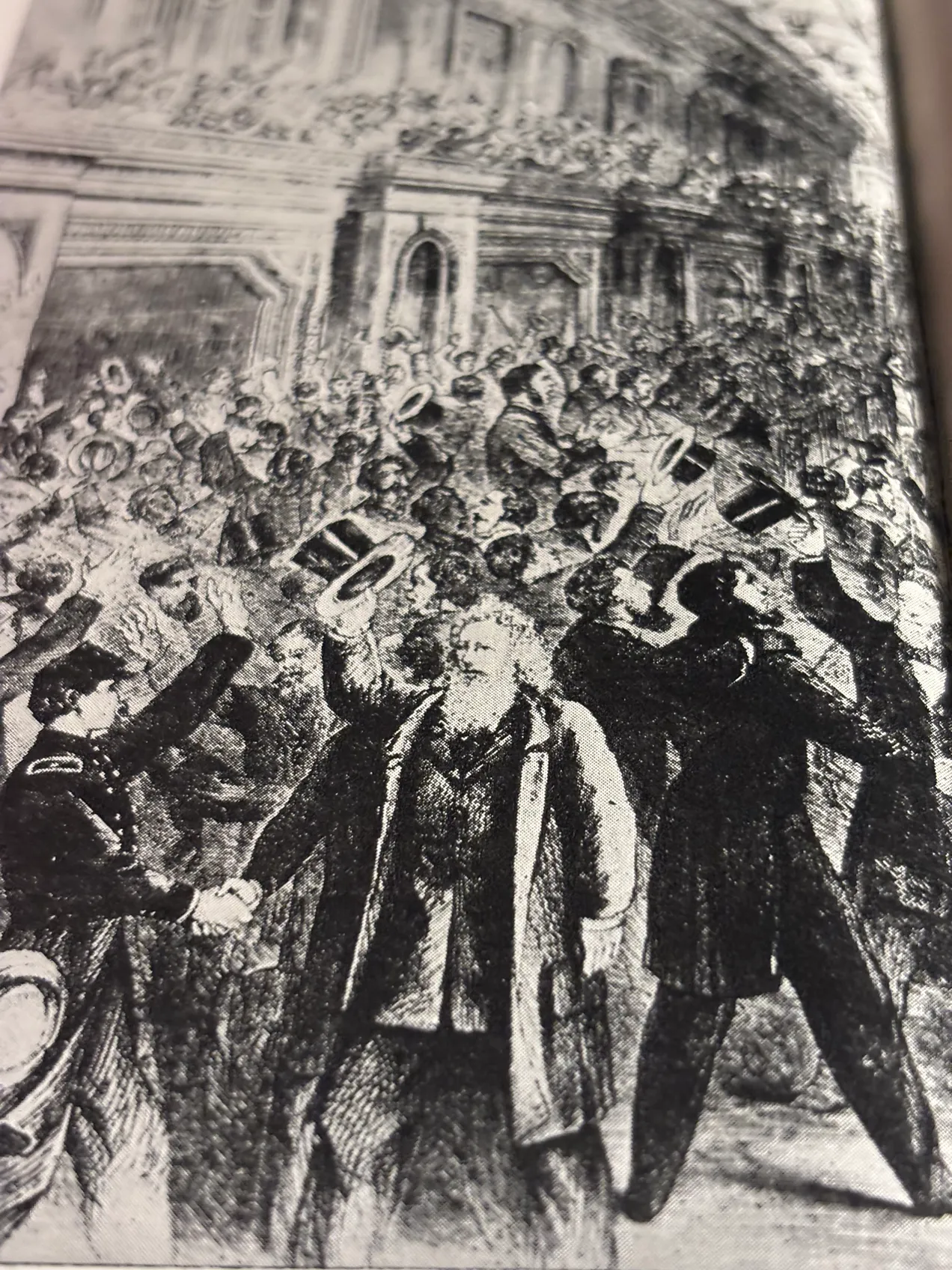 Contemporary charcoal sketch published in Leslie’s Illustrated News