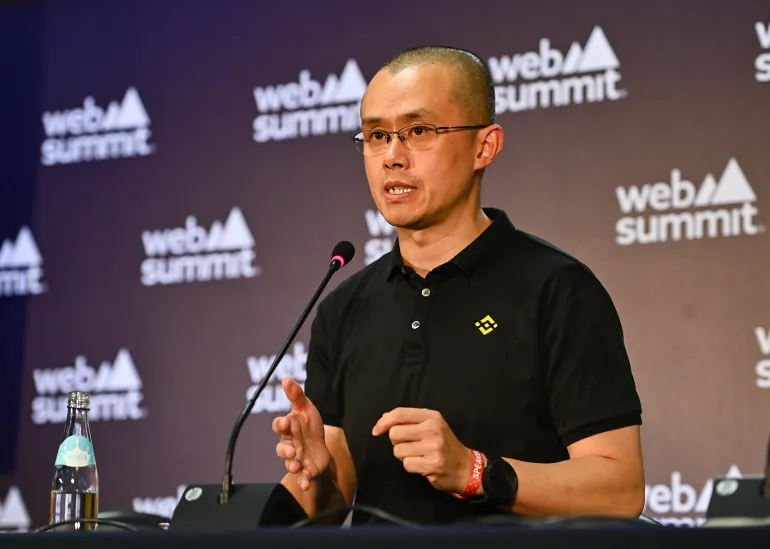 Changpeng Zhao, cofounder and CEO of Binance, speaks at the Media Village during Web Summit 2022 at the Altice Arena in Lisbon, Portugal [Ben McShane/Sportsfile for Web Summit via Getty Images]