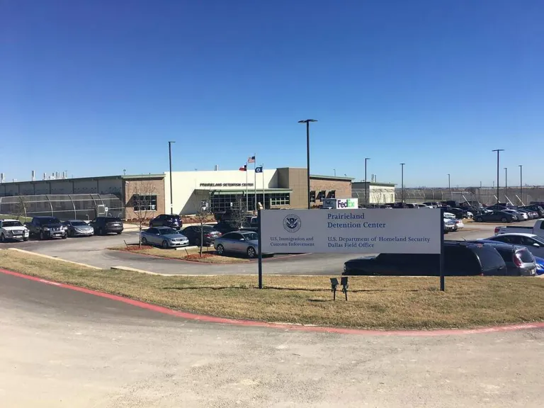 The entrance of U.S. Immigration and Customs Enforcement's Prairieland Detention Center in Alvarado, Texas, on July 4, 2025. Photo: Mark David Smith/Fort Worth Star-Telegram/Tribune News Service via Getty Images